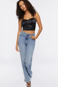 Satin Lace-Up Cropped Cami