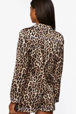Satin Leopard Shirt & Shorts Pajama Set
