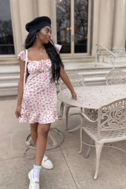 Satin Lip Print Mini Dress