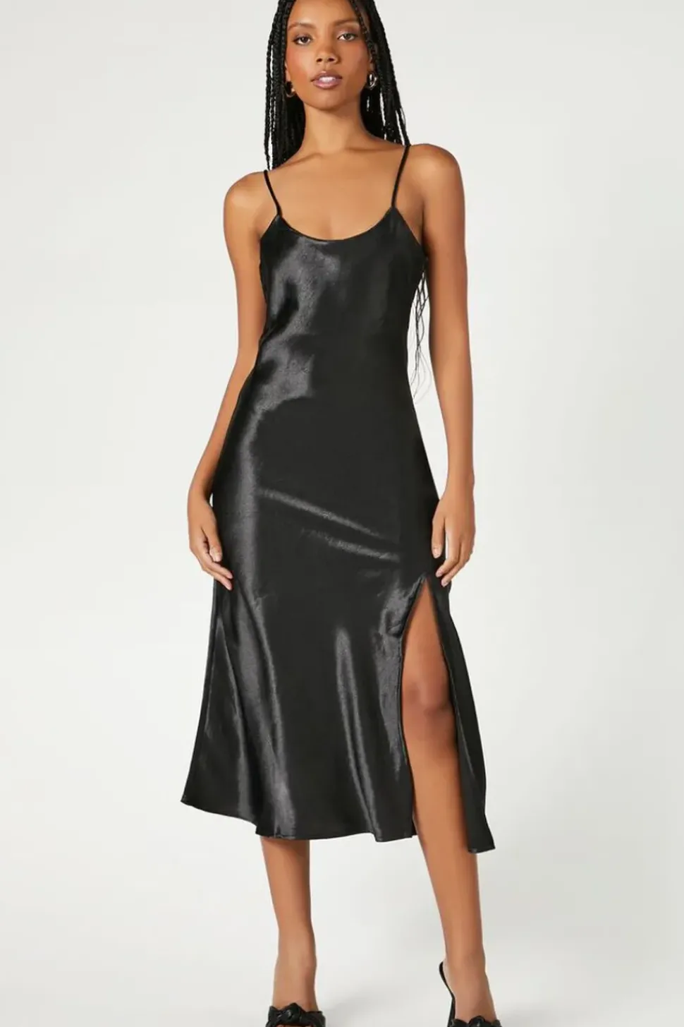 Satin Midi Cami Slip Dress