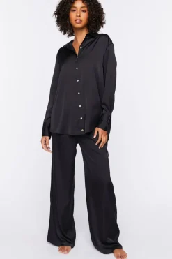 Satin Mid-Rise Pajama Pants