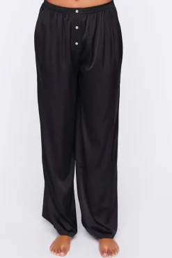 Satin Mid-Rise Pajama Pants