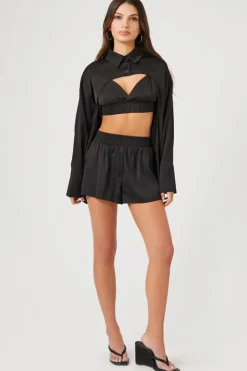 Satin Mid-Rise Shorts