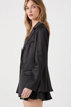 Satin Notched Lapel Blazer