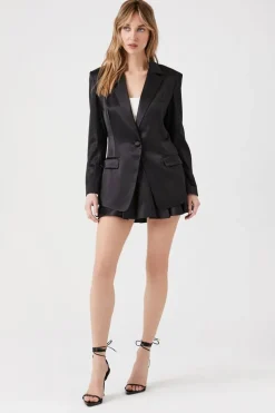 Satin Notched Lapel Blazer