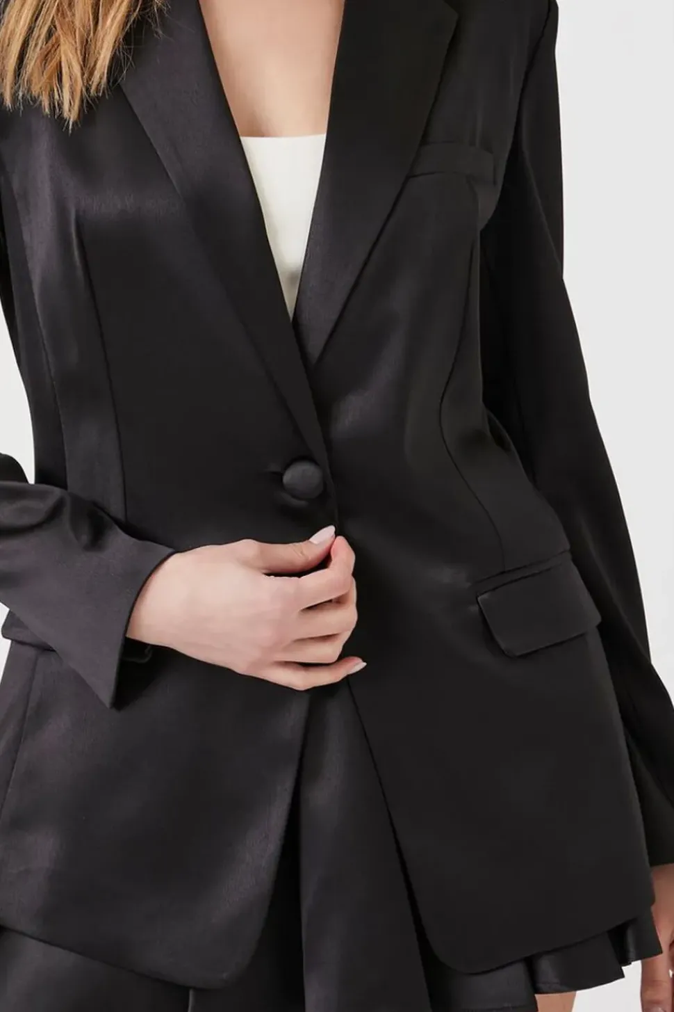 Satin Notched Lapel Blazer