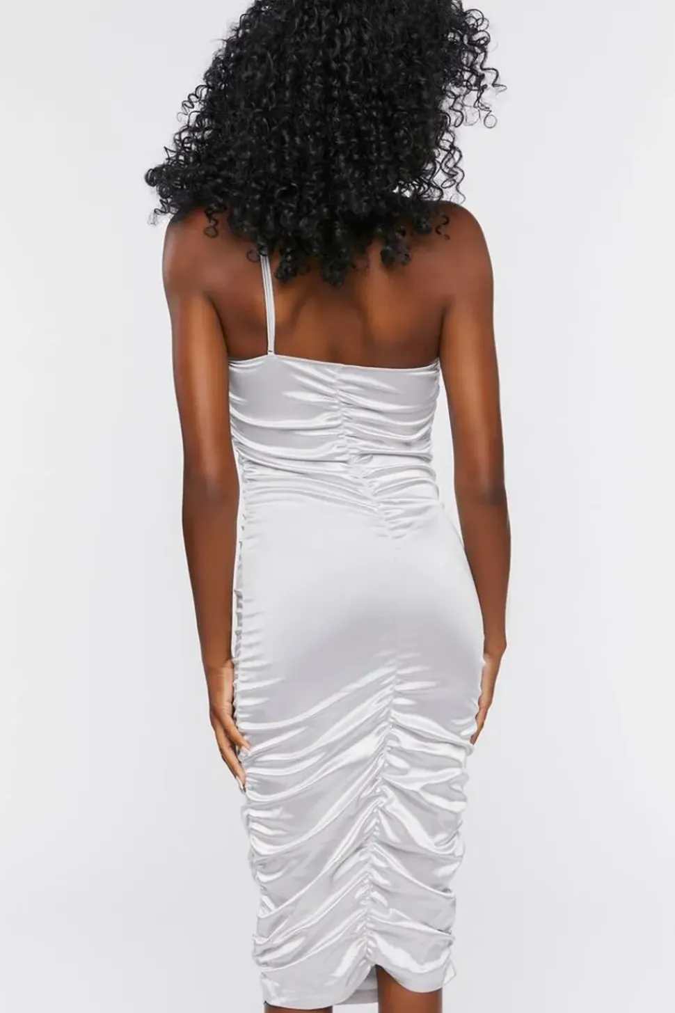 Satin One-Shoulder Midi Dress