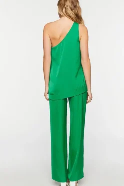 Satin One-Shoulder Top & Pants Set