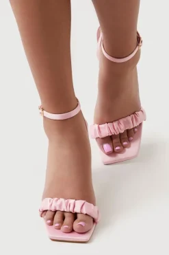 Satin Open-Toe Black Heels