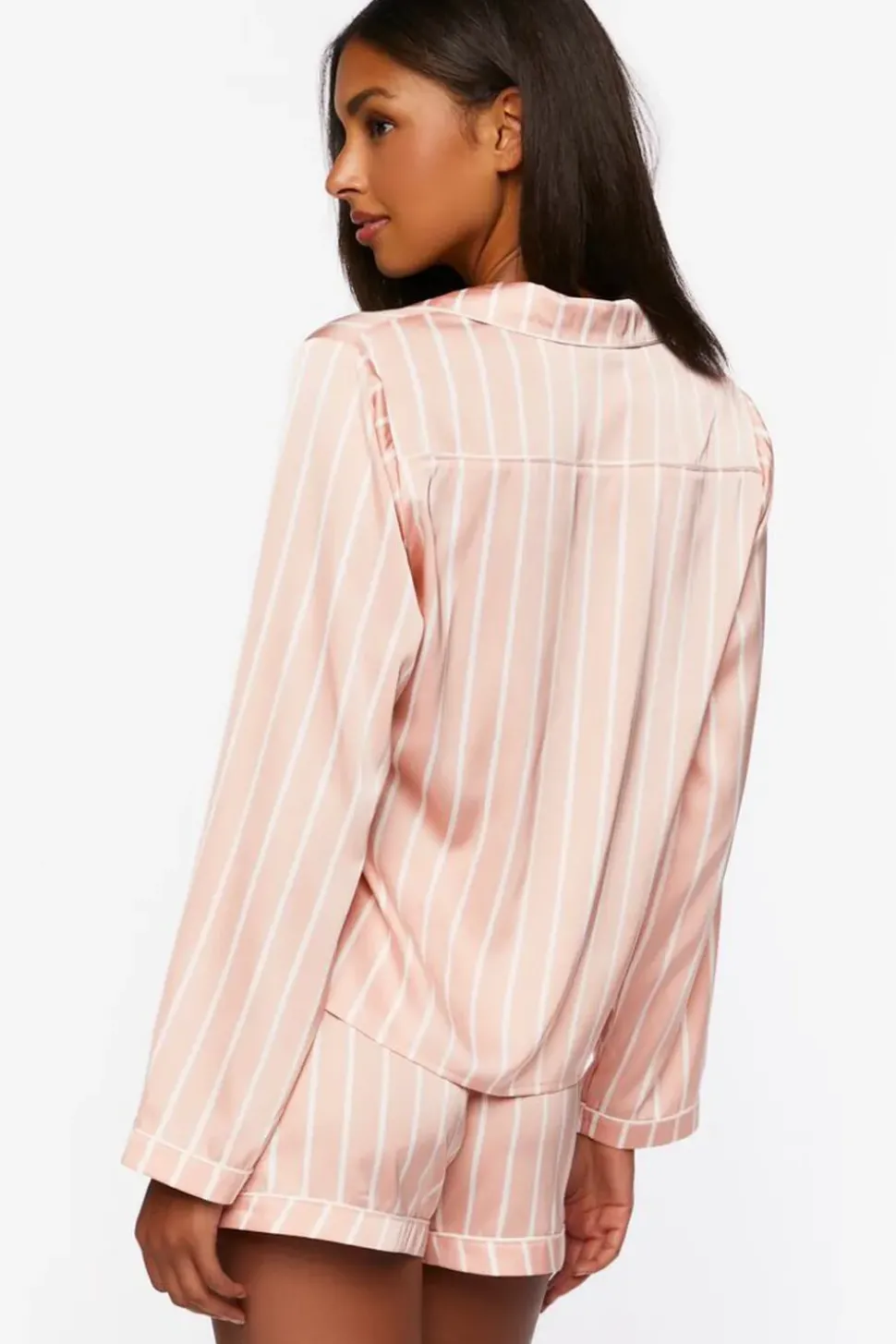 Satin Pinstripe Shirt & Shorts Pajama Set
