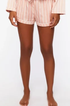 Satin Pinstripe Shirt & Shorts Pajama Set