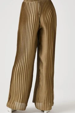 Satin Pleated Wide-Leg Pants