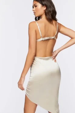 Satin Ruched Bodycon Dress