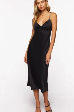 Satin Ruched Cami Dress
