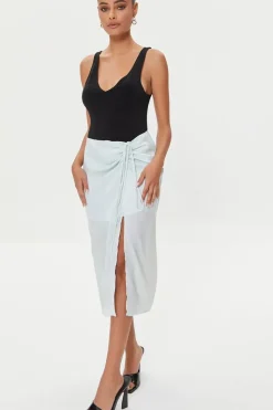 Satin Ruched Drawstring Skirt