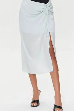 Satin Ruched Drawstring Skirt
