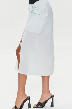 Satin Ruched Drawstring Skirt