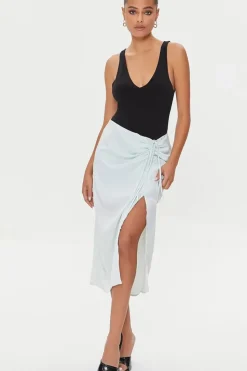 Satin Ruched Drawstring Skirt