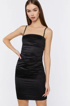 Satin Ruched Mini Dress