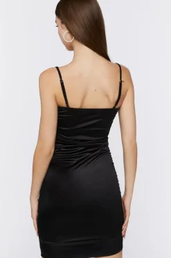 Satin Ruched Mini Dress