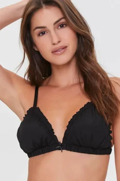 Satin Ruffle-Trim Bra