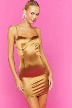 Satin Seamed Slip Mini Dress