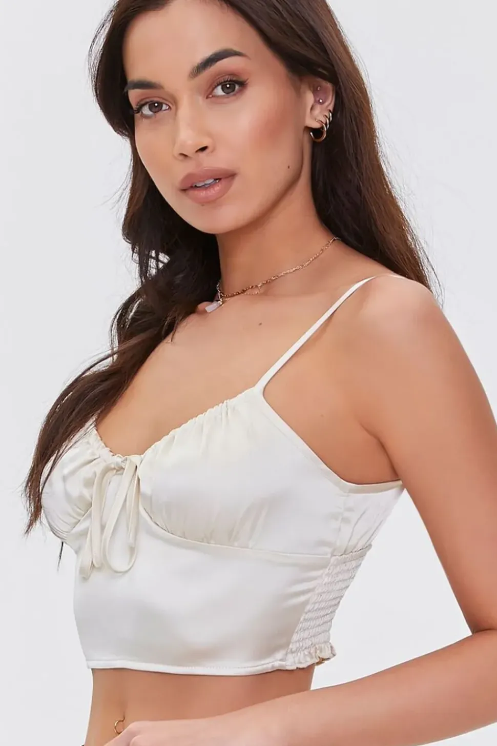 Satin Self-Tie Cropped Cami