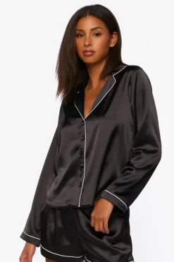 Satin Shirt & Shorts Pajama Set