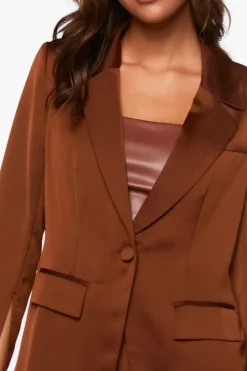 Satin Single-Breasted Blazer
