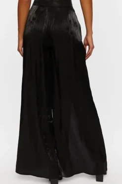 Satin Split-Hem Palazzo Pants