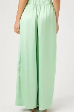 Satin Split Wide-Leg Pants