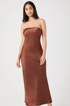 Satin Strapless Maxi Dress