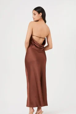 Satin Strapless Maxi Dress