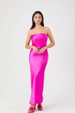 Satin Strapless Maxi Slip Dress
