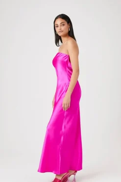 Satin Strapless Maxi Slip Dress