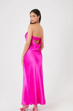 Satin Strapless Maxi Slip Dress