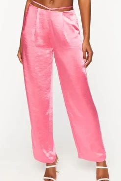 Satin Strappy Mid-Rise Pants