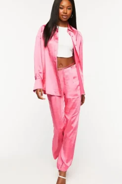 Satin Strappy Mid-Rise Pants