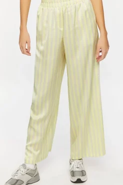 Satin Striped Wide-Leg Pants