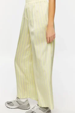 Satin Striped Wide-Leg Pants
