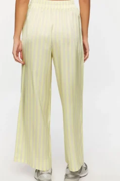 Satin Striped Wide-Leg Pants