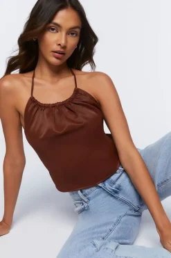 Satin T-Back Halter Top