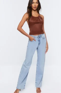 Satin T-Back Halter Top