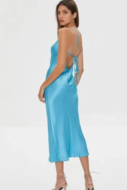 Satin Tie-Back Midi Dress