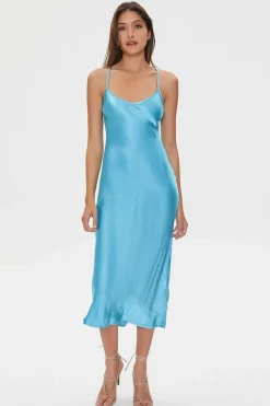 Satin Tie-Back Midi Dress