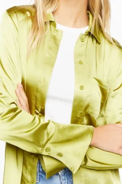 Satin Trumpet-Sleeve Shirt