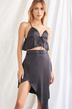 Satin Tulip-Hem Skirt