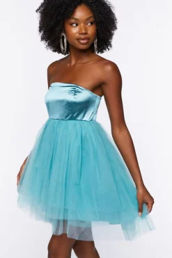 Satin Tulle Mini Dress