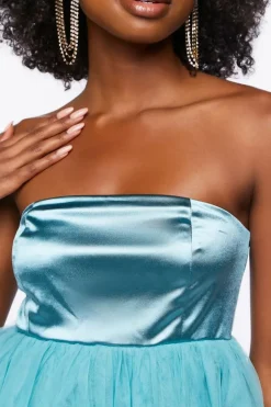 Satin Tulle Mini Dress