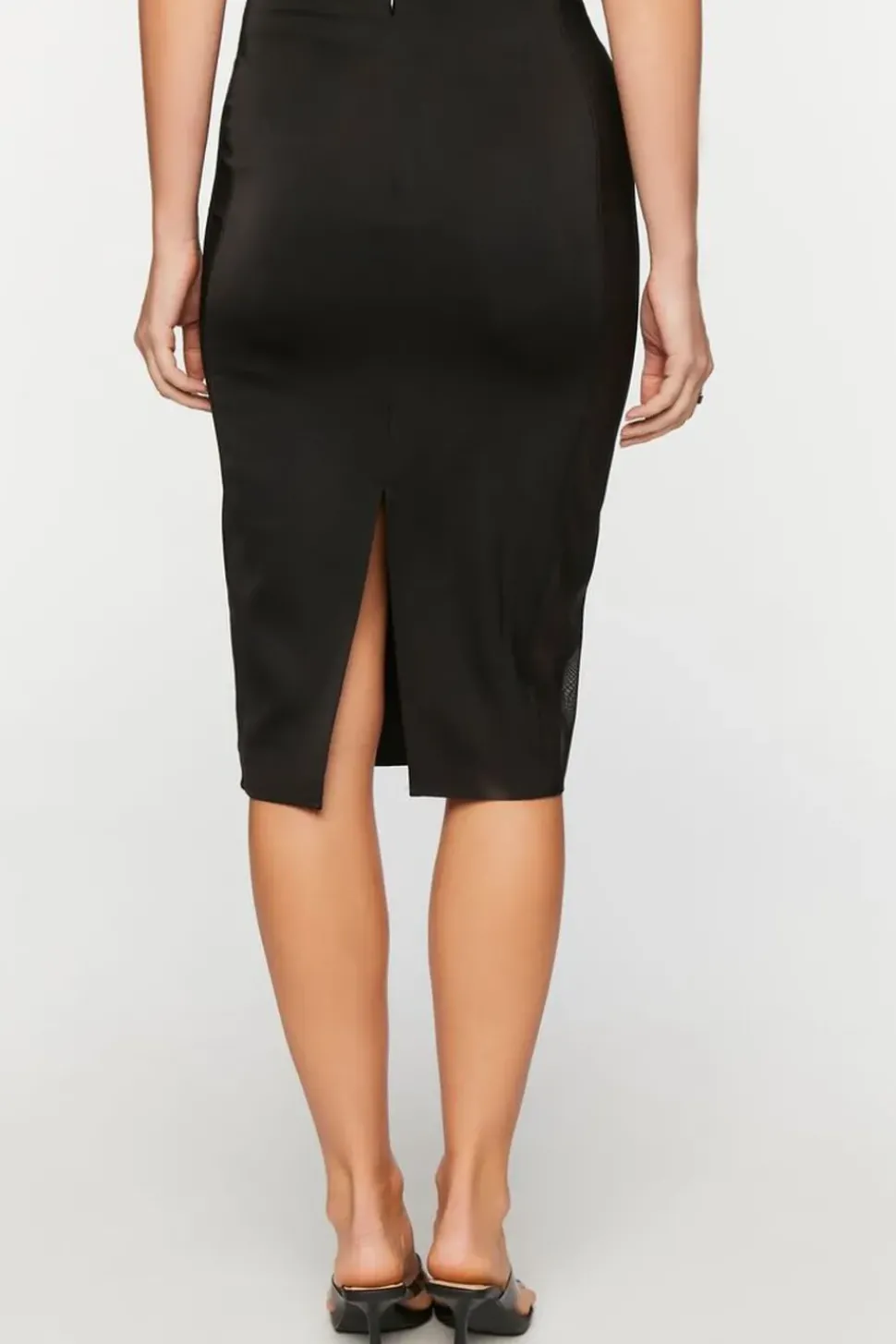 Satin Vented-Hem Midi Skirt
